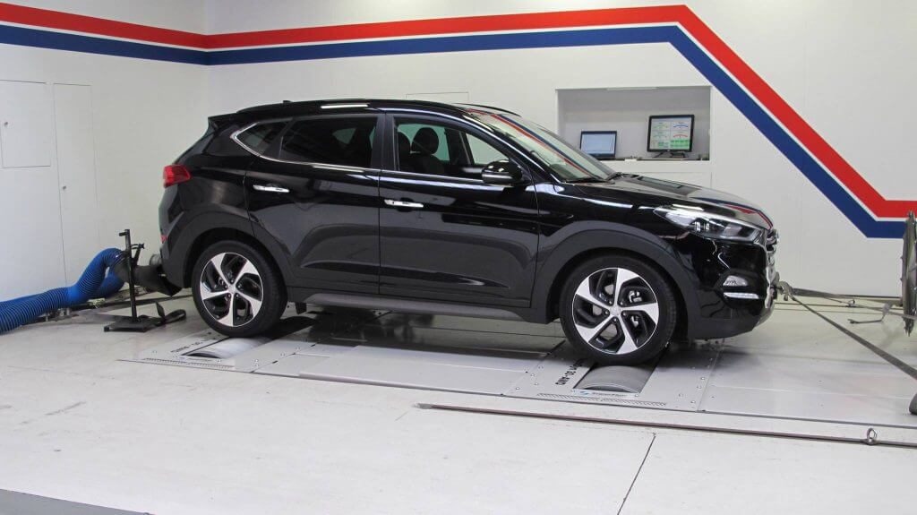 Hyundai Tucson op de rollenbank